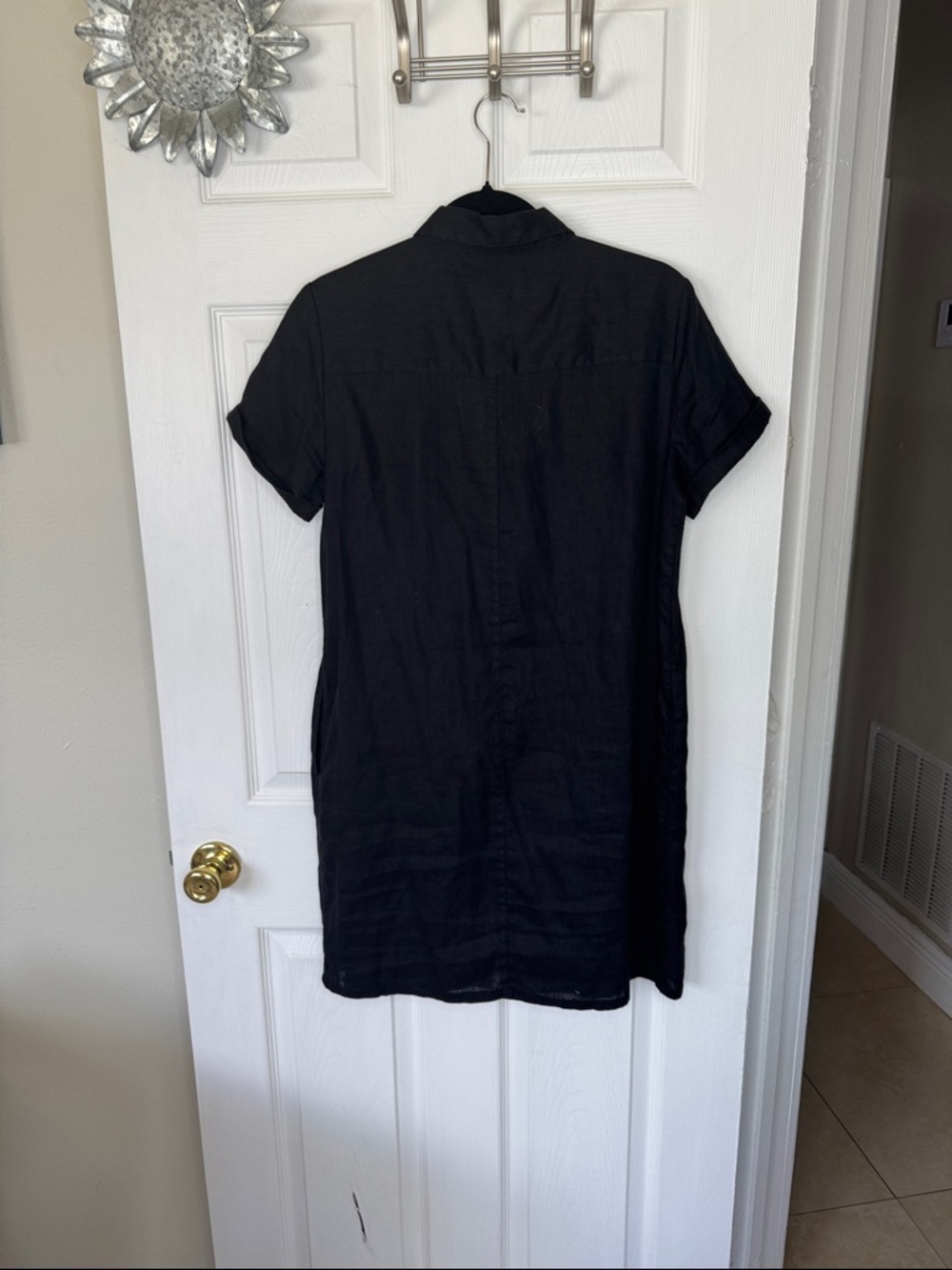 Tahari Black Short Sleeve 100% Linen Shirt Dress. Brand New with tags. Sz S - Picture 3 of 10